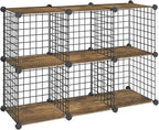 HOOBRO Wire Cube Storage Organizer, 6-Cube Shelves, Modular Shelves with Metal Grid, DIY Closet Cabinet for Living Room, Bedr
