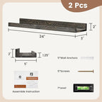 24 Inches Floating Shelves for Wall, Solid Pine Wood Picture Ledge Shelves, Wall Shelves with Lips, Nursery Book Shelves for 