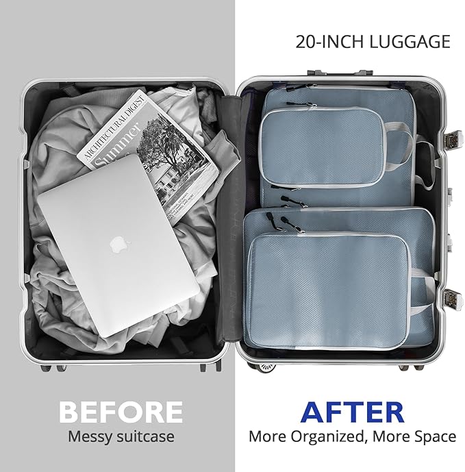 Compression Packing Cubes, 8 Set Packing Cubes for Travel Compression, Lightweight Compressible Package Organizer for Carry O