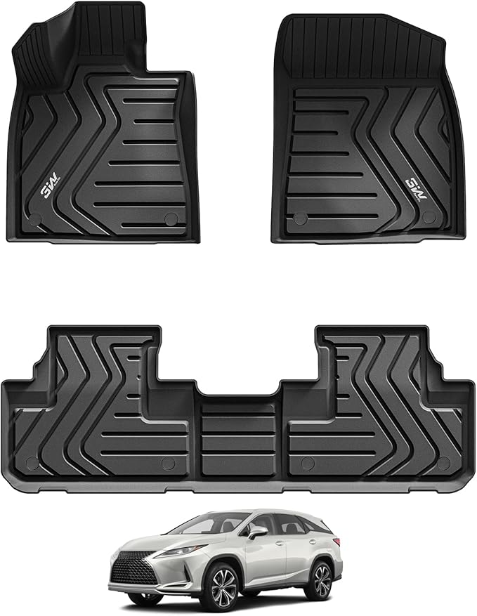 3W Floor Mats Compatible for 2016-2022 Lexus RX (RX350/RX450h) TPE All Weather Custom Fit Floor Liner, 1st & 2nd Row Full Set Car Mats, Black