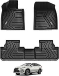 3W Floor Mats Compatible for 2016-2022 Lexus RX (RX350/RX450h) TPE All Weather Custom Fit Floor Liner, 1st & 2nd Row Full Set Car Mats, Black
