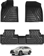 3W Floor Mats Compatible for 2016-2022 Lexus RX (RX350/RX450h) TPE All Weather Custom Fit Floor Liner, 1st & 2nd Row Full Set Car Mats, Black