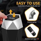 Car Trash Can with Lid - 2-Pack, Interior Accessories for Vehicles, Leakproof Garbage Can with 30 Detachable Trash Bags, Multipurpose Organizers and Storage Solutions for Home and Office