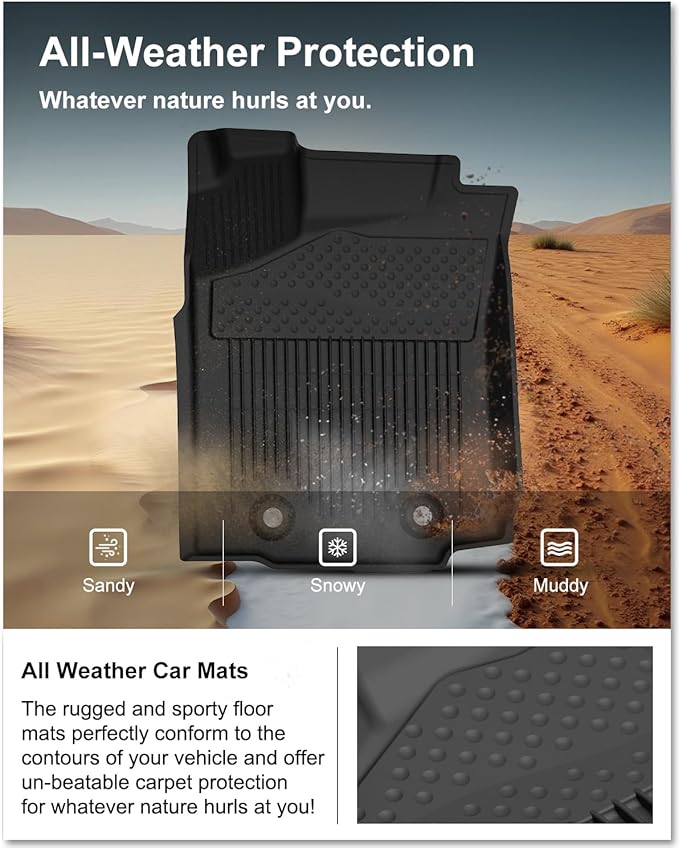 KIWI MASTER Floor Mats for 2016 2017 Toyota Tacoma Double Cab Crew Cab, Custom Fit All Weather Car Mats, Heavy Duty TPE Floor Liners, Front & Rear 2 Row, Black