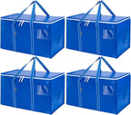 BALEINE 4-Pack Oversized Moving Bags with Reinforced Handles, Heavy-Duty Storage Tote for Clothes, Moving Supplies (Royal Blu