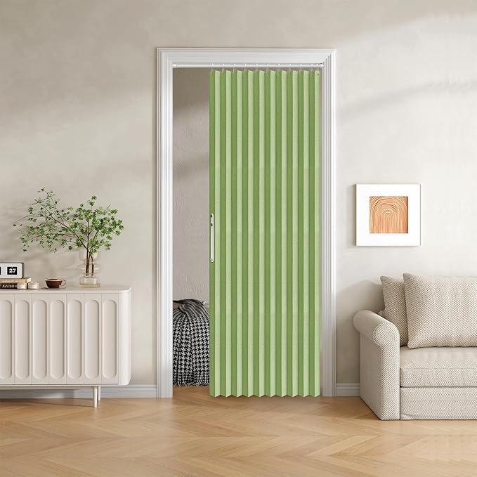 Jilron 100% Blackout Fabric Folding Door Curtain with Magnetic Closure - Accordion Style for Sliding Doors, Closets,Wardrobe 
