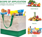 Canvas Reusable Grocery Bags, Heavy Duty 8.3 gal Foldable Large Canvas Tote Bag, Holds 60 lbs, 1 Pack