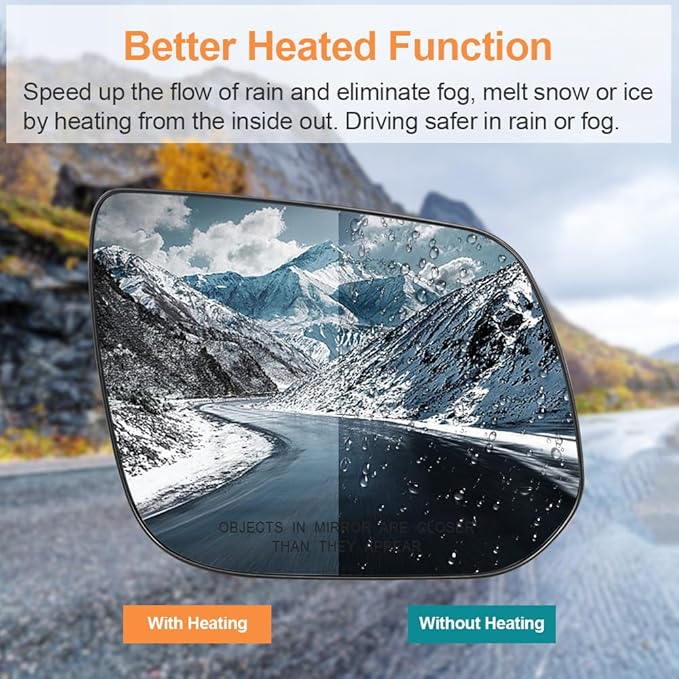 Senzeal Passenger Side Heated Mirror View Convex Mirror Glass for Chevrolet Chevy Colorado GMC Canyon 2015-2022 Rearview Mirrors Glass Replaces 23191161 (Right Side)