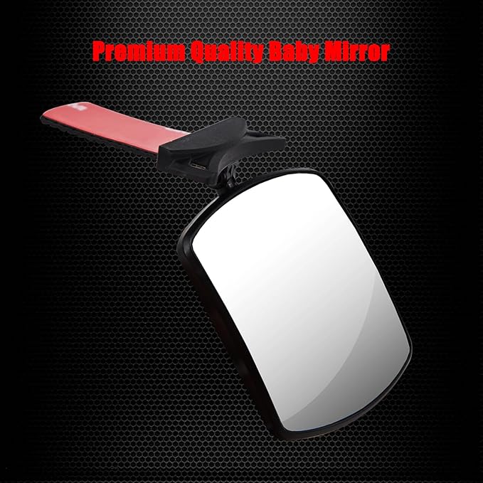 Stick On Car Baby Mirror, Ampper Adjustabe HD Glass Convex Wide Angle Interior Rearview Baby Rear Facing Mirror (Framed Rectangle, Small, 3.3" X 2.5")