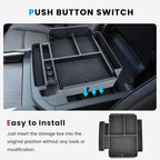 Center Console Organizer Tray Compatible with 2021 2022 2023 2024 2025 2026 GMC YuKon Denali, Chevy Suburban/Tahoe Armrest Storage Box Interior Accessories (Fit for Power-Sliding Console ONLY)