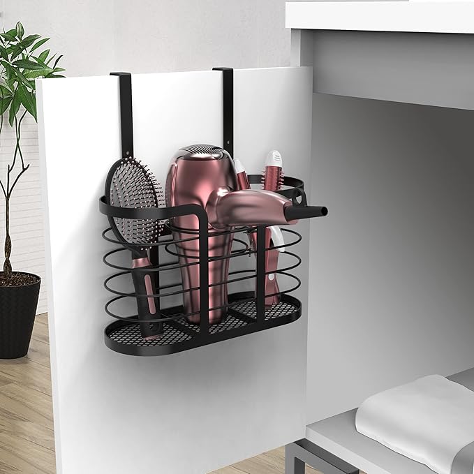 YIGII Hair Tool Organizer - Dryer Holder/Blow Holder Cabinet Door, Bathroom Care & Styling Tools Storage Basket for Dryer, Fl