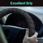 18 Inch Truck Steering Wheel Cover Velvet Wheel Semi-Truck Comfy Grip Cover Anti Slip Car Accessory, Fits Rv, Big Rig and Classic Car (Black, Fashion Style)