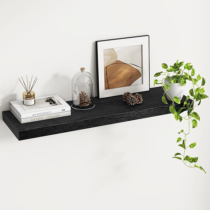 Fun Memories Floating Shelves - 9.3 Inch Deep Wall Shelf for Decor & Storage - Wall Mounted Display Shelving with Invisible H