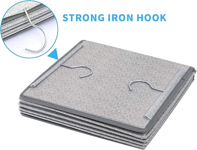 BrilliantJo 5 Shelves Hanging Closet Organizer, 2 Pack Hanging Storage with 6 Side Pockets for Clothes Bags, 43"x12"x12"(Ligh