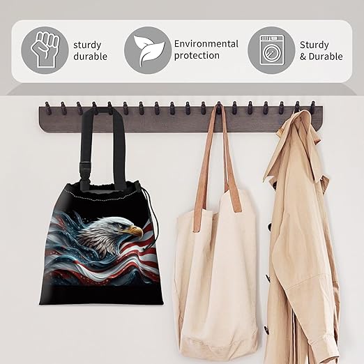 Car Trash Bag Large Hanging Can for Back of Seat, Cute Waterproof Car Garbage Bag for Vehicle, Travelling, Outdoor Cool American Eagle