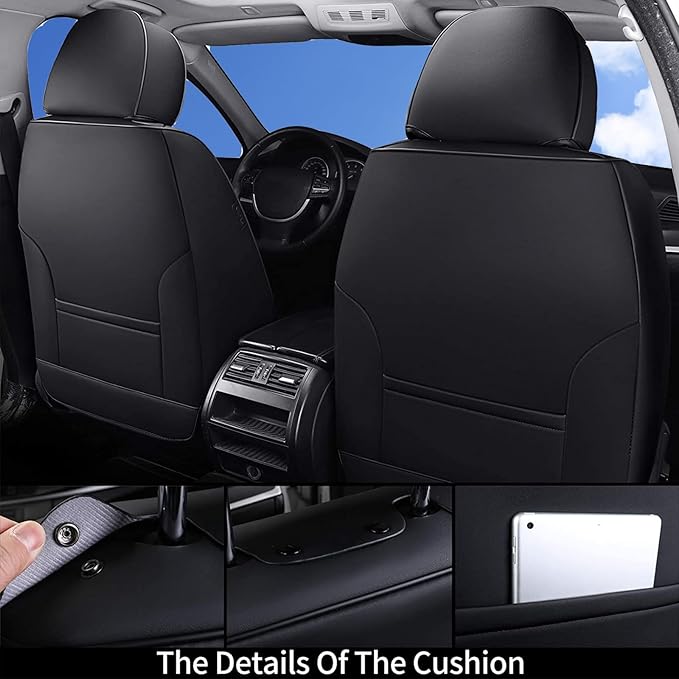 Coverado Universal Seat Covers Front, 2-Pack Universal Seat Covers for Cars, Waterproof Nappa Leather Car Seat Covers with He