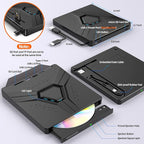 External CD/DVD Drive for Laptop Mac, USB 3.0 & Type-C 8-in-1 Portable DVD Player/Burner, Plug & Play Optical Drive, Compatible with Desktop PC, Windows 11/10/8, Linux, Mac OS, MacBook Pro/Air