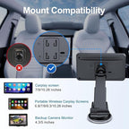 EWAY Suction Cup Mount for CarPlay Display, Backup Camera Monitor, Extended Arm with 360° Rotation, 4-Tab Bracket Replacement Dashboard Windshield Holder for 7-11" Apple Carplay, Android Auto Screens