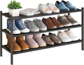 BMOSU 3-Tier Bamboo Extended Shoe Rack Premium Stackable Shoe Shelf Storage Organizer for Hallway Closet Living Room Entryway