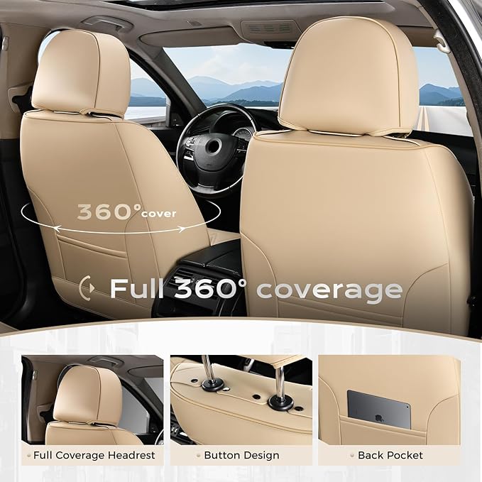 Coverado Car Seat Covers, Front Covers for Cars, Car Seat Cover Front Seats, Automotive Seat Cover, Waterproof, Leather Car S