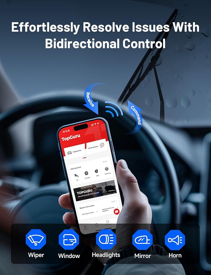 TOPDON TopScan Lite OBD2 Scanner Bluetooth, Bi-Directional Scanner Wireless All System Diagnostic Tool for iOS & Android, 8+