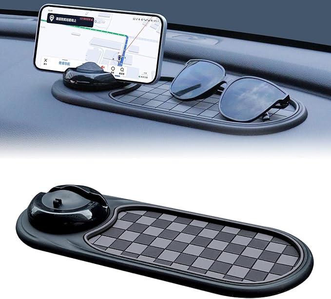 Universal Anti-Slip Car Dashboard Mat with 360° Rotating Phone Holder – Multi-Functional Organizer Pad for Phones, Sunglasses