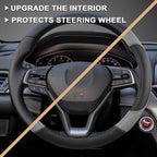 GIANT PANDA Steering Wheel Cover for Honda Civic(2006-2015),CR-Z, Insight, S2000 (Gray+Black-Small Size)