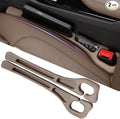 Car Seats Gap Filler Dual-Slot Car Seat Gap Organizer – with Belt Slot, Anti-Drop Gap Filler for Cars & SUVs – No More Lost Items, All Within Reach (2PCS) (Brown)