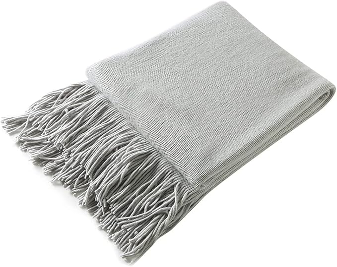 Homiest Decorative Knitted Throw Blanket with Fringe - Lightweight Acrylic Knit Blanket Soft & Cozy Tassel Blanket for Couch 