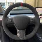 MEWANT Hand Stitched Steering Wheel Cover for Tesla Model 3 2017-2023 / Model Y 2020-2023 for Tesla Model 3/Y Accessories