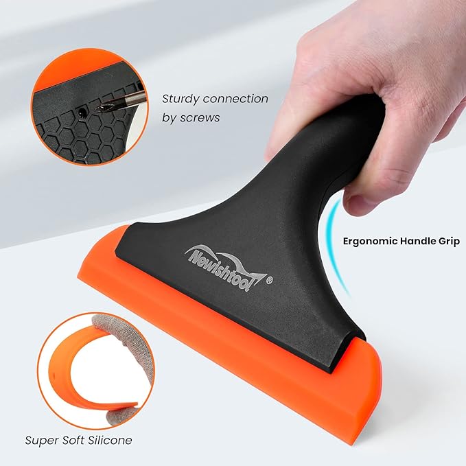 NEWISHTOOL All-Purpose Small Silicone Squeegee for Car & Home Cleaning, 3 Pack Window Tint Scraper for Car Windshield, Shower Bathroom Glass Door Washing
