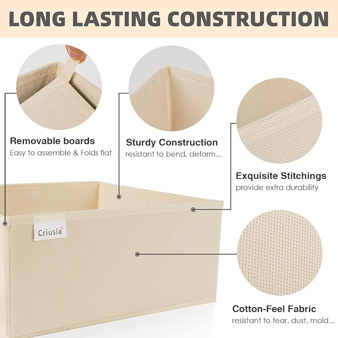 Criusia Drawer Organizer Clothes, 8 Pack Underwear Drawer Organizer, Foldable Cloth Storage Box Closet Organizers and Storage