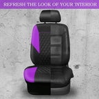 CAR PASS Purple Leather Seat Covers, Quilting Pretty Car Seat Cover with 5mm Composite Sponge Inside,Airbag Compatible,Univer