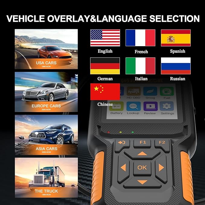Heavy Duty Truck Scanner NC601, Diesel Diagnostic Scan Tool & Code Reader for Cummins, Detroit, Freightliner, International,