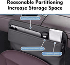 Leather Car Seat Gap Filler, Waterproof Anti-Slip Side Storage Pouch for Phones Keys Glasses Cards, Universal for Most Cars, SUVs, Trucks (Gray)