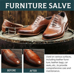 Leather & Wood Restoring Salve - 4oz Furniture Polish & Conditioner with Applicator Brush & Microfiber Towel, for Leather Cou