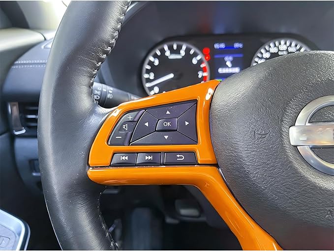 Orange Steering Wheel Interior Decoration Cover Trim Accessories for Nissan Altima(2019-2024),for Sentra/Versa(2020-2024),for Leaf/Kicks(2018-2024),for Rogue(2017-2020),for Rogue Sport