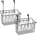TOPZEA 2 Pack Grid Storage Baskets with Hooks, Metal Hanging Wire Basket Kitchen Over the Cabinet Door Organizer Caddy for Cu