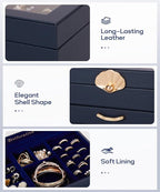 Enthralite Jewelry Box with 1 Drawers: Display Organizer for Earrings Necklaces - Gifts for Girls Women (Dark Blue)