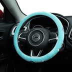 Embroidered Rainbow Cute Blue Steering Wheel Cover, Auto Anti-Slip Breathable Steering Wheel Protector,Rainbow Car Accessories for Women,Universal Size Fit Most Cars -15 inch