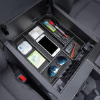 JDMCAR Center Console Organizer Compatible with 2022-2025 2026 Toyota Tundra Accessories and 2023-2026 toyota sequoia Armrest Secondary Storage Box ABS Material with Non-Slip Mats (Black Trim)