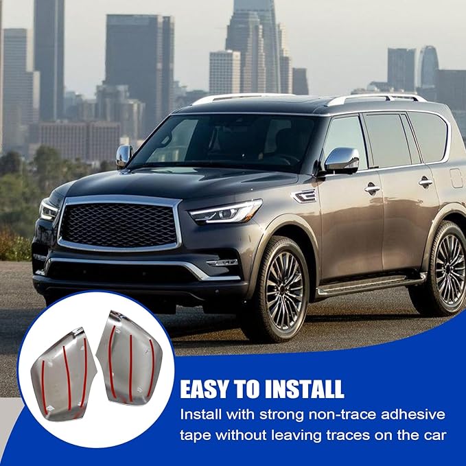 FZJDSD Rearview Mirror Guard Covers ABS Chrome Compatible with Infiniti QX56 QX80 5.6L 2013-2023
