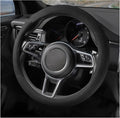 Suede Steering Wheel Cover with Upgraded Silicone Inner Ring, Breathable, Anti-Slip, Leather Universal 14.5 to 15 Inch Steeri