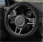 Suede Steering Wheel Cover with Upgraded Silicone Inner Ring, Breathable, Anti-Slip, Leather Universal 14.5 to 15 Inch Steeri