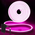 iNextStation 16.4FT/5M Pink LED Strip Lights, DC12V Silicone Neon Light Strip, IP65 Waterproof Led Rope Lights Dimmer for Cuttable DIY, LED Light Strip for Bedroom, Indoor, Outdoor(with Plug)