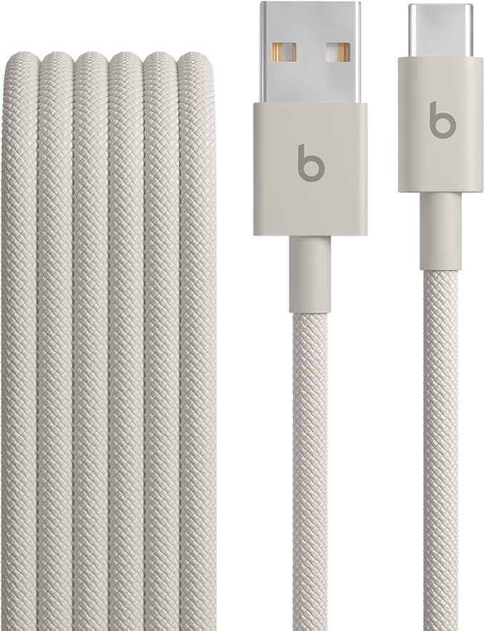 Beats USB-A to USB-C Woven Cable Fast Charging Durable and Tangle-Free Design Compatible Charger for Apple & Android Devices 