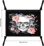 Skull Car Ceiling Cargo Net Pocket Hanging Storage Bag with Zipper 31.5"x21.6" Double-Layer Mesh Car Roof Storage Organizer Long Road Trip Truck SUV Travel Camping
