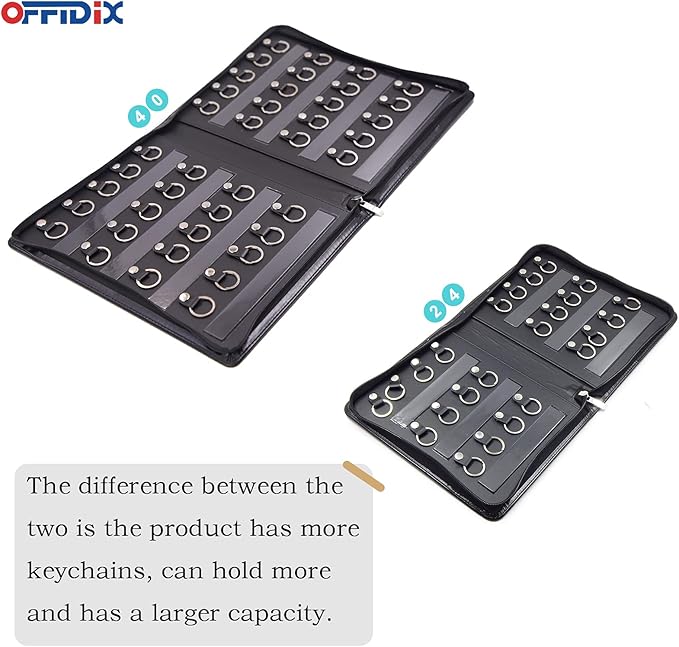 OFFIDIX Large Zippered Key Case,Leather Portable Key Cabinet, 40 Key Hooks Key Organizer,Manager & Landlord Key Holder,Suitab