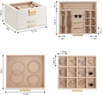Somduy Jewelry Box Organizer for Women,3 Layers PU Leather Jewelry Storage Display Box with Glass Lid,Gift for people,3 Drawe