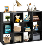 SUPER DEAL 12 Cube Storage Organizer, Open Shelf Bookcase, Wood Cubical Shelves Closet Cabinet Display Unit with 6 Removable 
